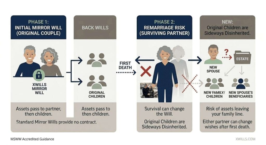 mirror wills risk remarriage inheritance UK diagram
