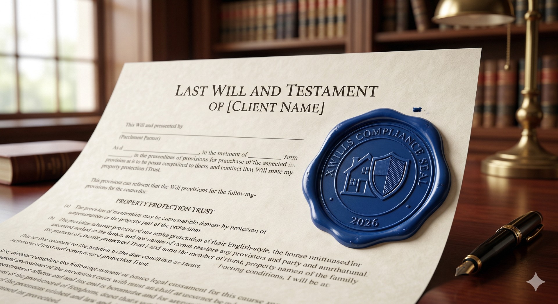 Deliberate deprivation of assets protection guide: A Property Protection Trust Will for Xwills with a 2026 compliance seal.