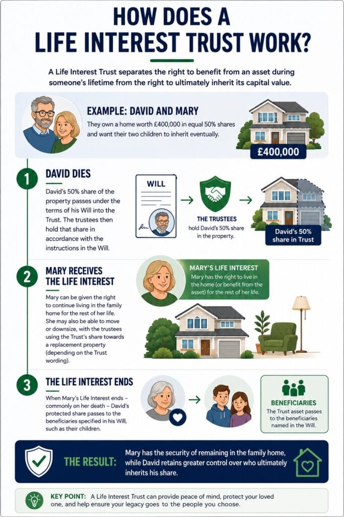 How a Life Interest Trust works for a surviving spouse and children