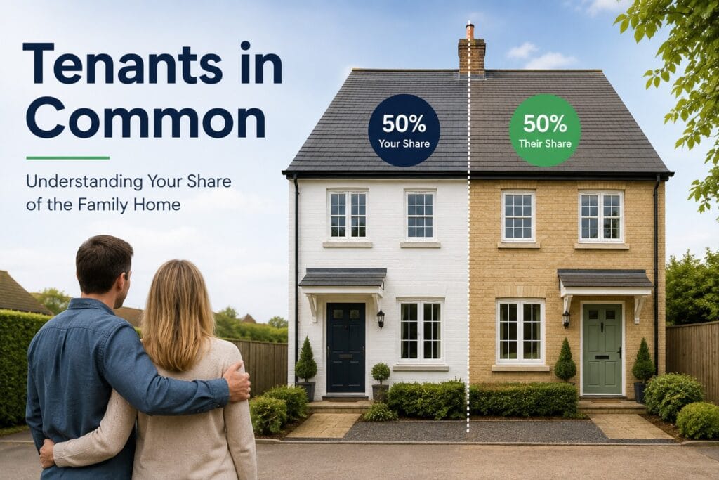 Tenants in Common UK property ownership showing separate 50% shares of a family home